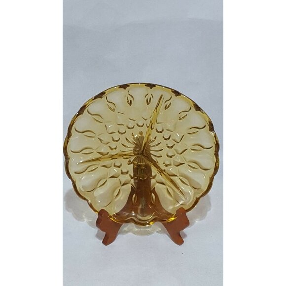 Vtg Anchor Hocking FAIRFIELD Divided Amber Glass Serving Dish 8.5 - Picture 3 of 10